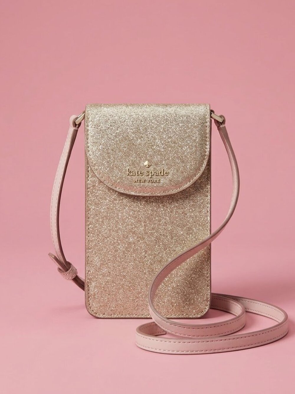 NWT Kate Spade Gold Glitter Phone Purse